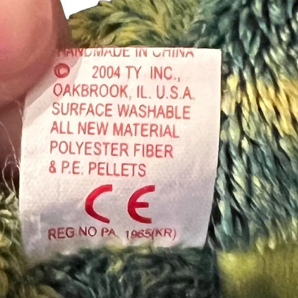 Ty Croaks stuffed frog beanie‎ in green and yellow made in 2004